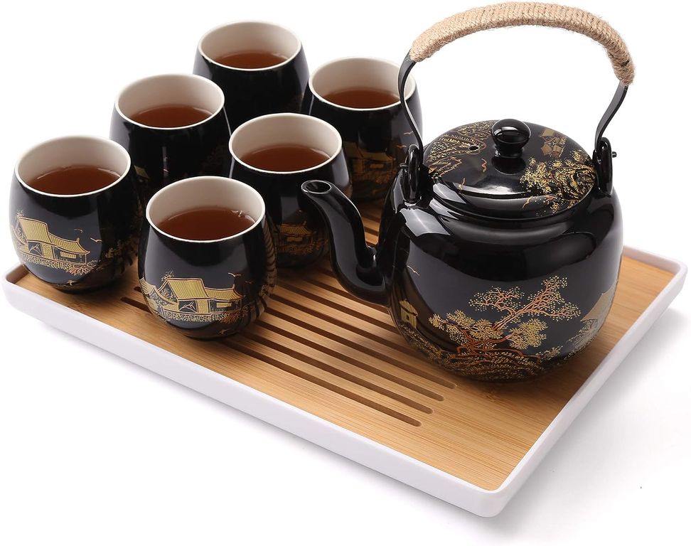 Porcelánový čajový set v japonském stylu - černý