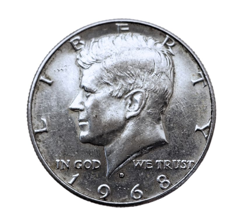 Stříbrný 1/2 Dolar - Half Dollar Kennedy 1968 D