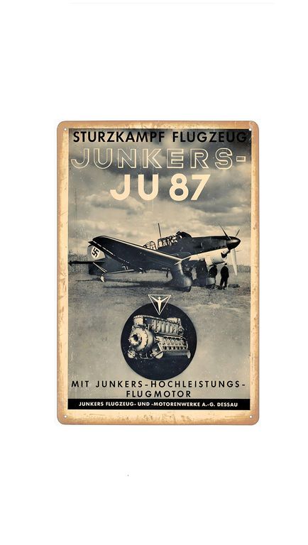 plechová cedule: JUNKERS - válečná propaganda