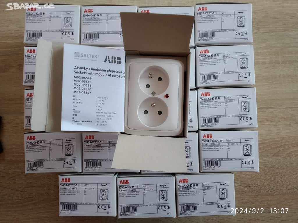 ABB Tango dvojzásuvka bílá 5593A-C02357 B s PO