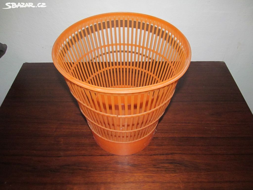 Retro košík oranžový - vysoký 30 cm - průměr 28 cm