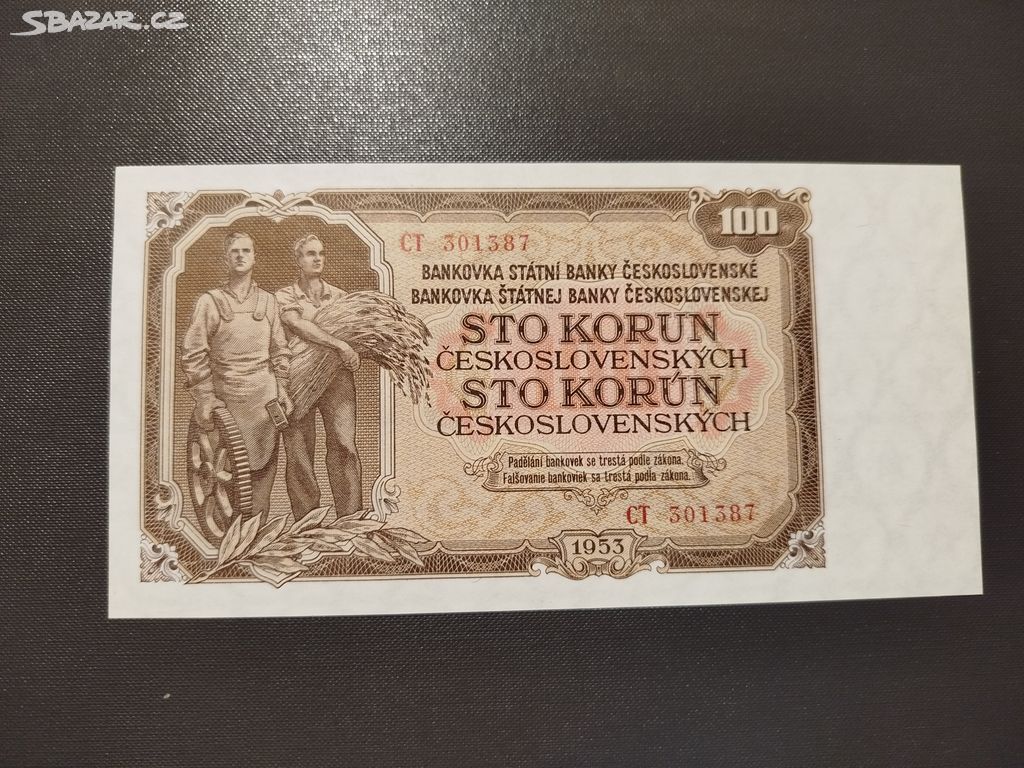 Bankovka 100 Kčs 1953 a - tisk Goznak Moskva N!