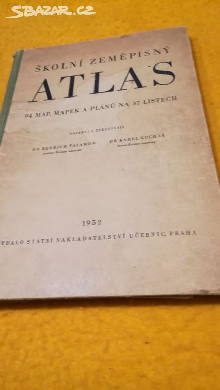 Školní zeměpisný atlas z r. 1952