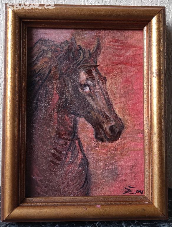 Krásný obraz kůň - 13cm x 18cm - Řeřicha