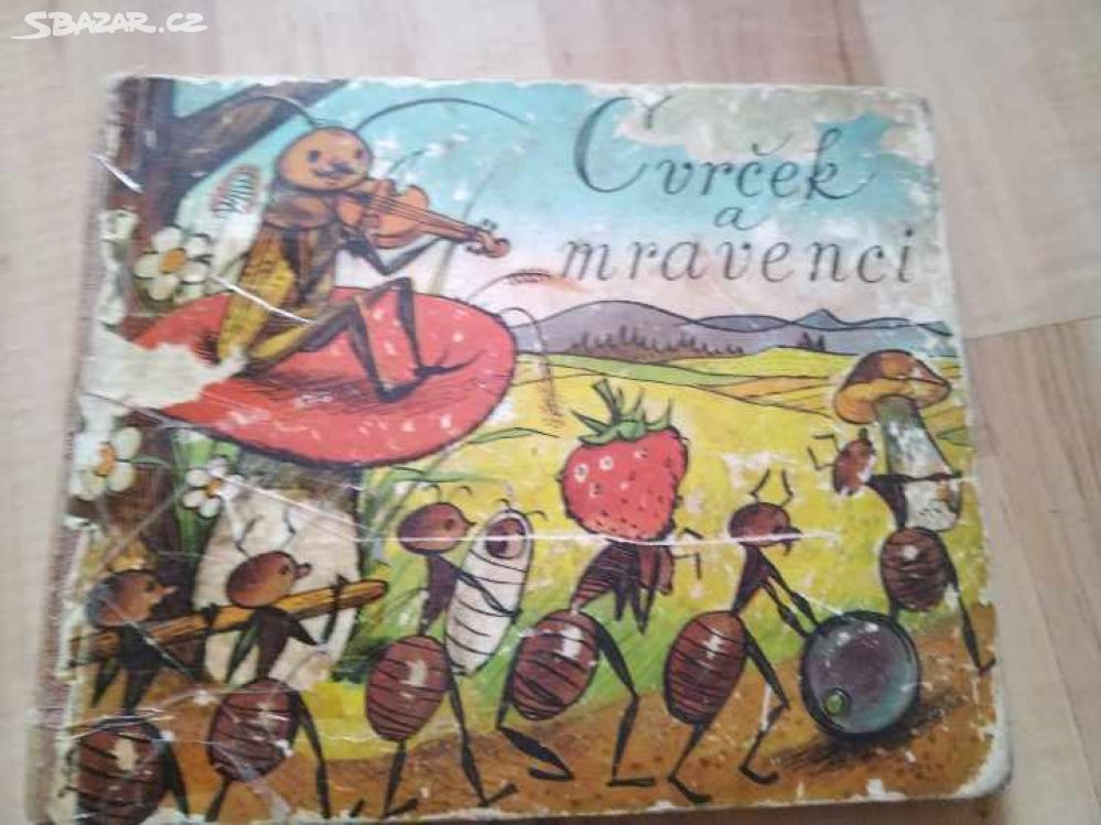Dětská knížka z roku 1970 - Cvrček a mravenci