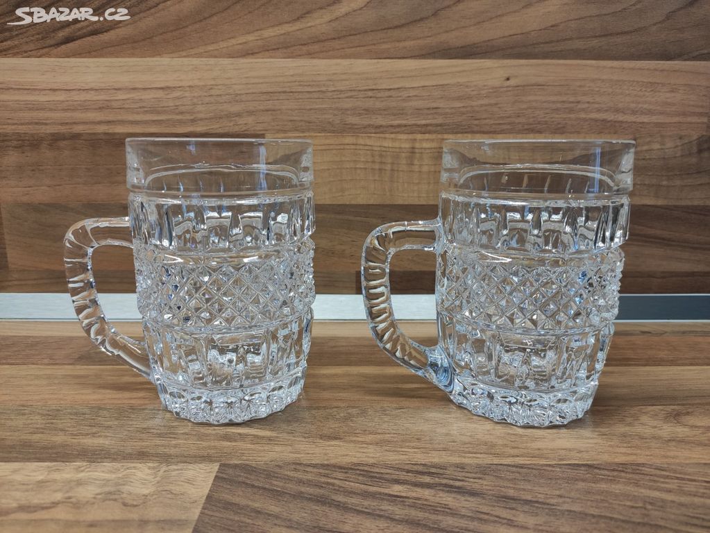 Retro sklenice na pivo, limo - křišťálové sklo