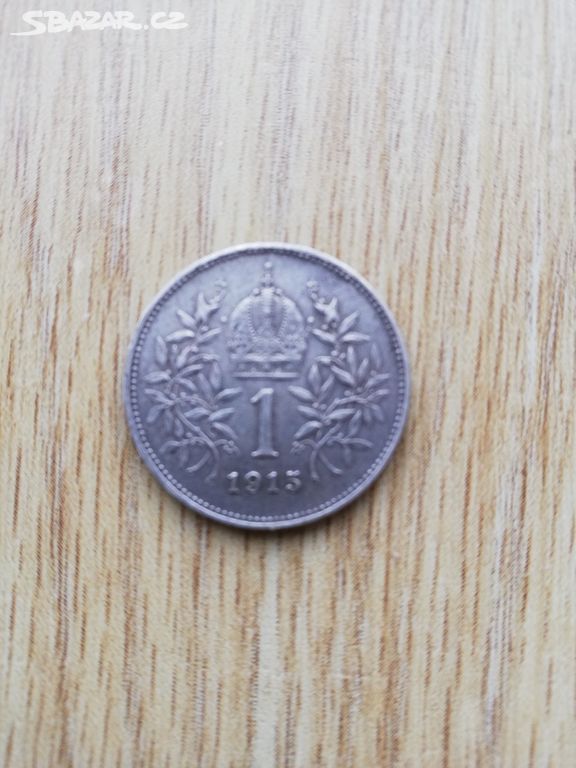stříbrná mince 1 koruna Franz Josef I. r. 1915