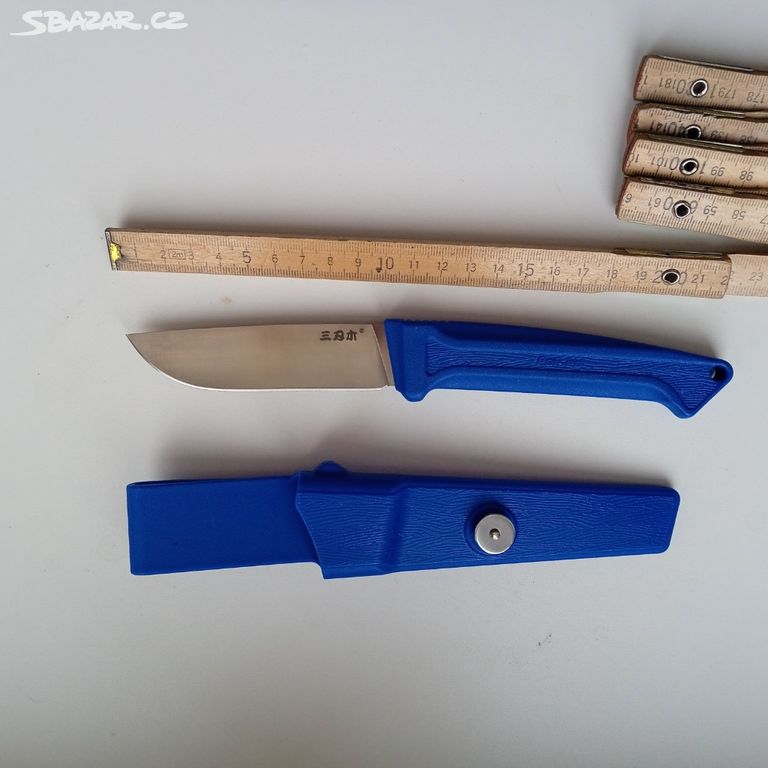 pevný lovecký nůž Sandvik bushcraft Sanrenmu modrý