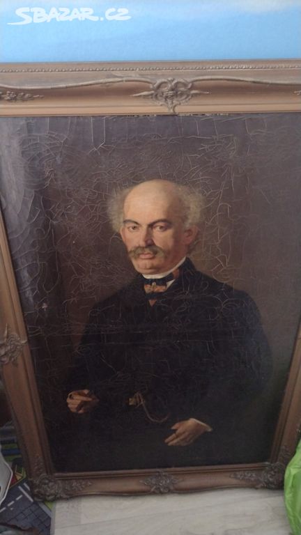 Párový portrét 1840 + další obrazy a rámy