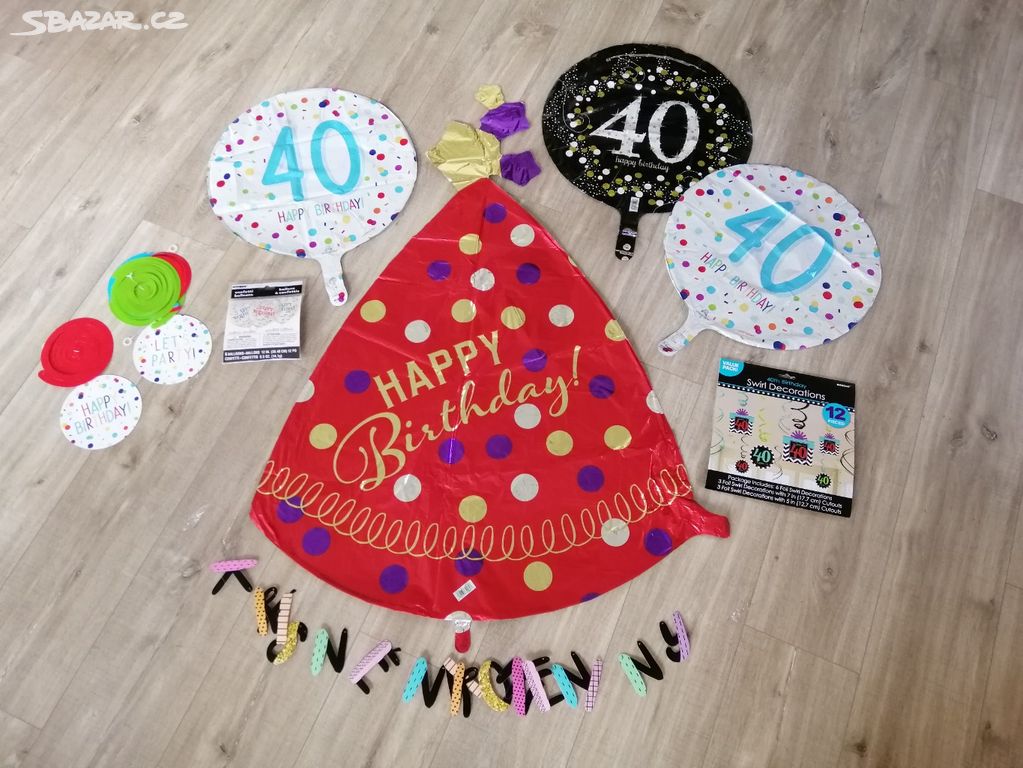 Párty set/ balonky "HAPPY BIRTHDAY 40" 27ks