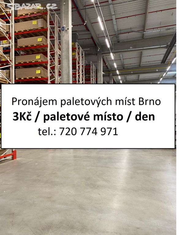 Pronájem paletových míst Brno- 3Kč/palet.místo/den
