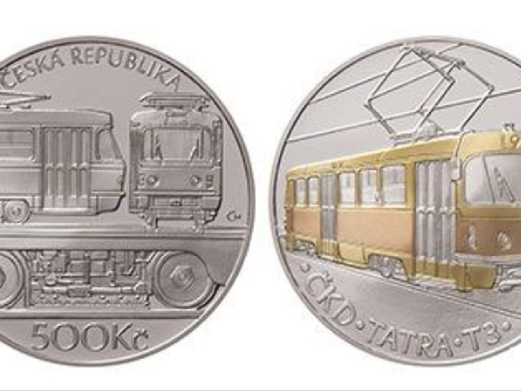 Stříbrná mince ČNB 500 Kč - Tramvaj ČKD Tatra T3