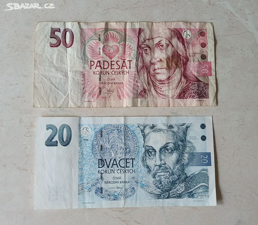 Staré bankovky 50 a 20