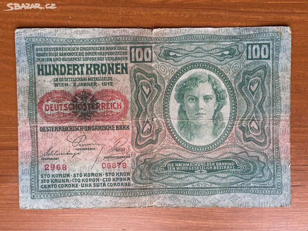 Bankovka Rakousko Uhersko, 100 korun, 1912