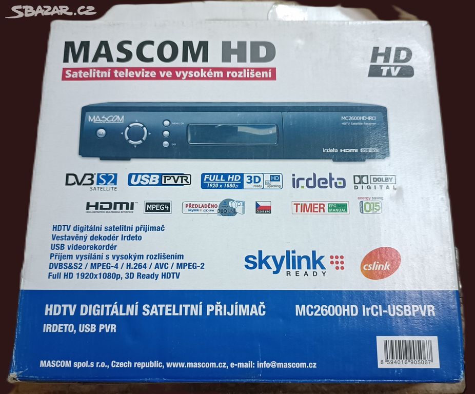 nepoužívaný satelit Mascom HD  MC2600HD