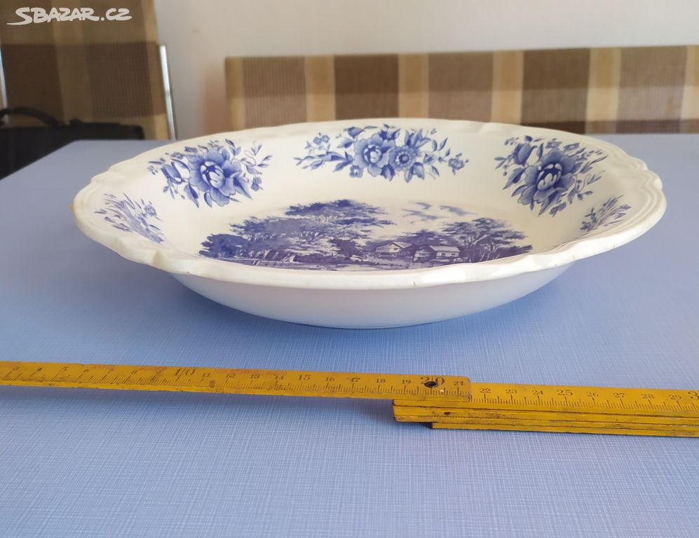 Stará porcelánová mísa modrý vzor průměr 30 cm