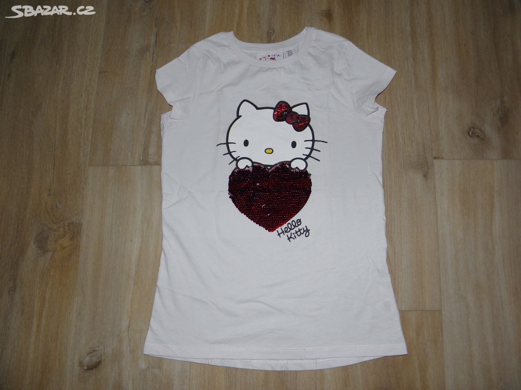 dívčí tričko s Hello Kitty a flitry vel.140