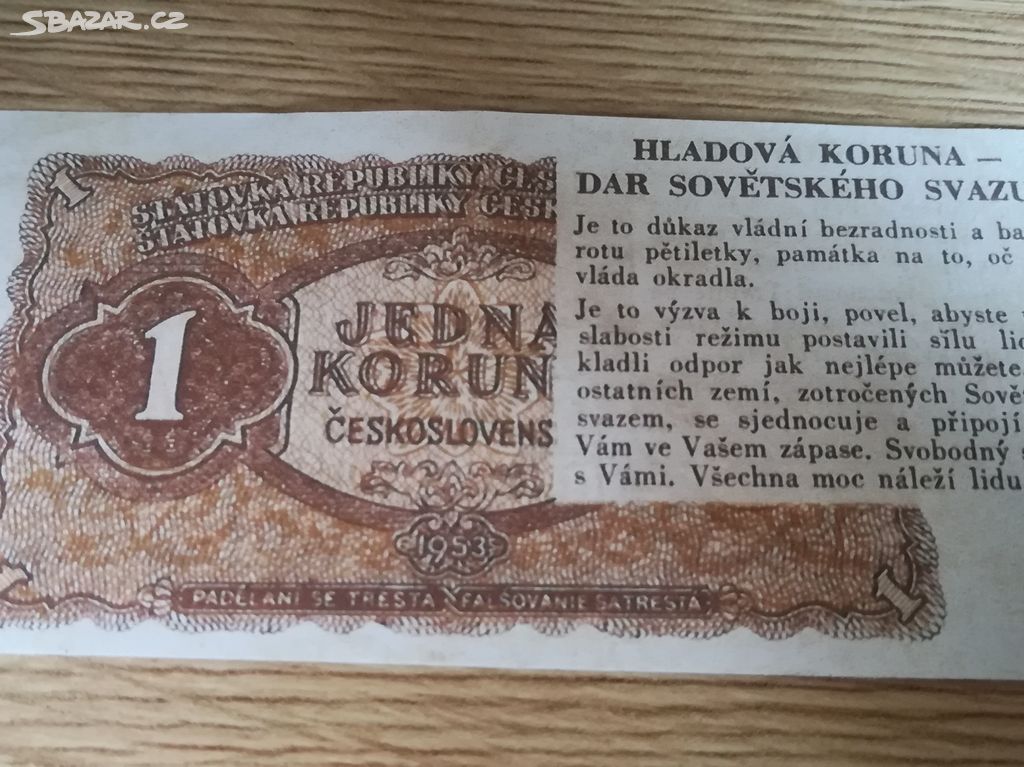 1 kčs 1953 tzv. Hladová koruna