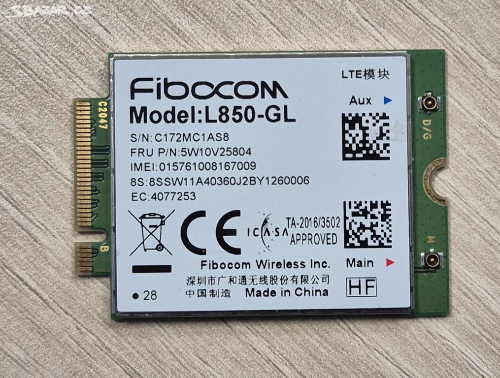 Fibocom L850-GL, WWAN/LTE modul z Lenovo TP X1