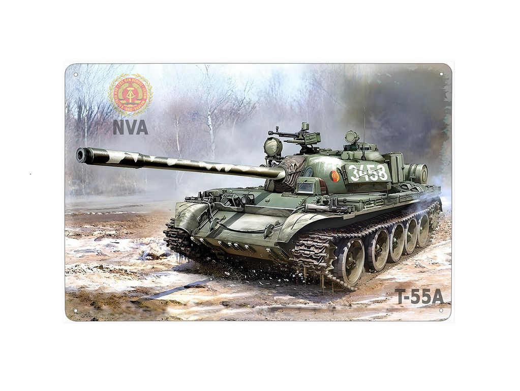 plechová cedule - tank T-55A (Východní Německo)