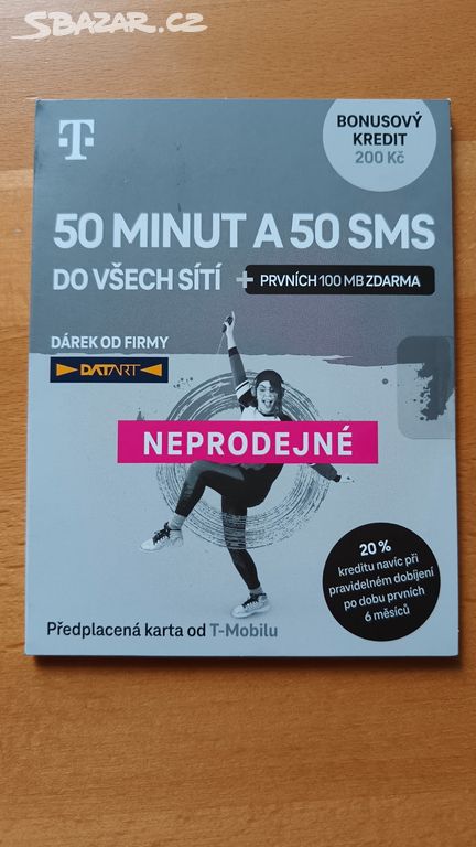 Předplacenka T-Mobile 50min/50SMS s kreditem 200Kč