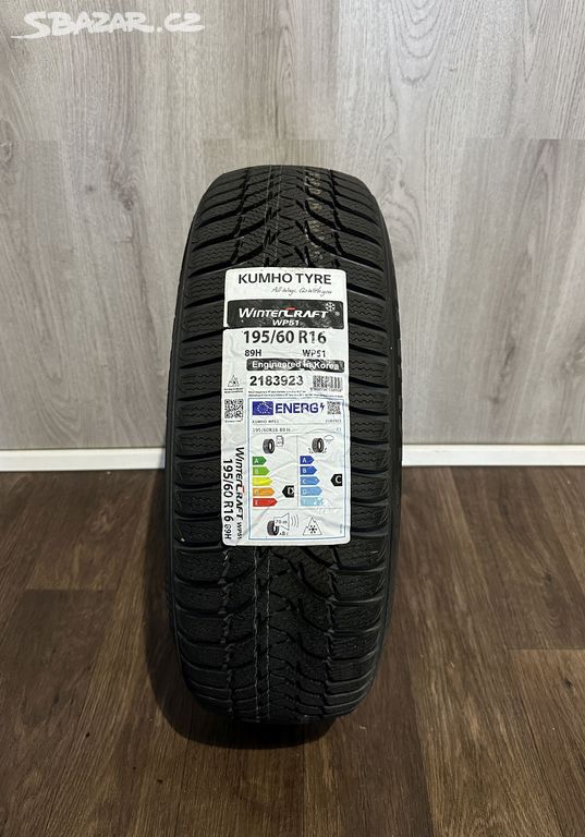 4x nové zimní Kumho Wintercraft WP51 195/60/16 89H