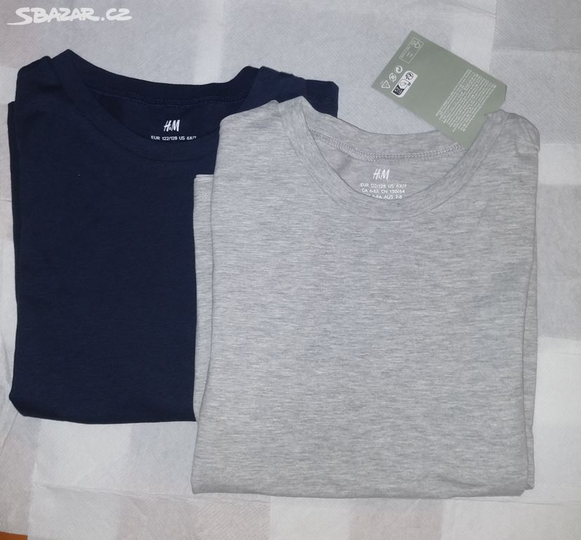 Set nové tričko 1+1 H&M letní šedé melír a modré