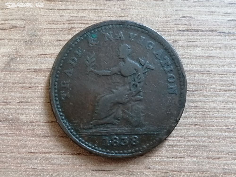 Koloniální mince British Guyana 1 Penny 1838