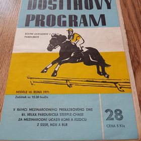 Obrázek k inzerátu: Dostihy  Velka pardubicka, koně,  program  retro