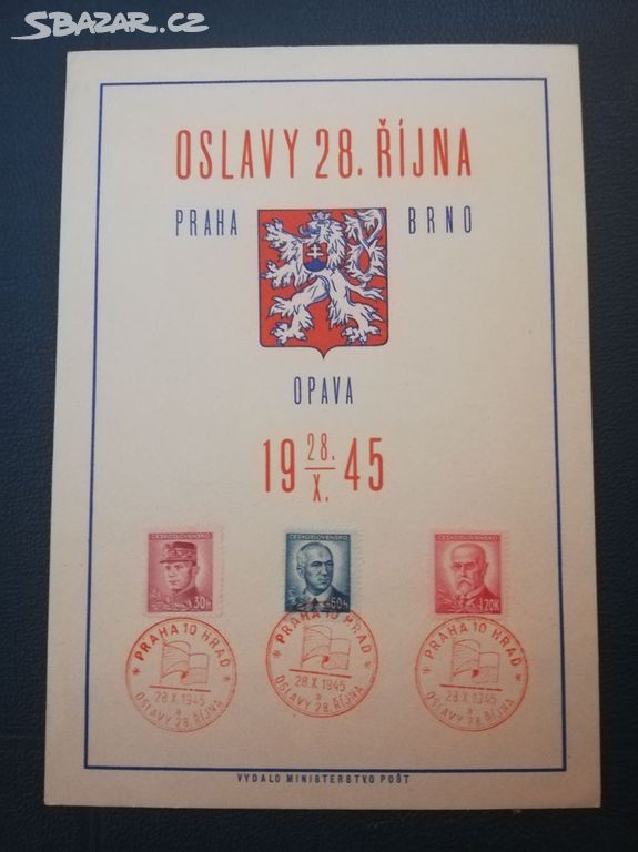 Pamětní list oslavy 28. října 1945