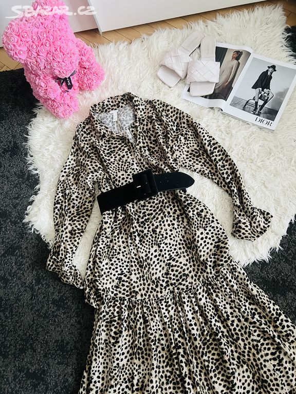 H&M LUXUSNÍ LEOPARD MODERNÍ MIDI ŠATY VEL. S