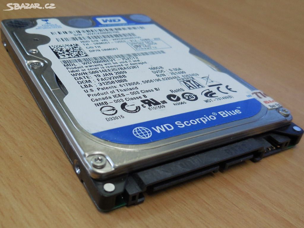 Harddisk 2,5" 160GB WD Scorpio Blue, téměř nejetý