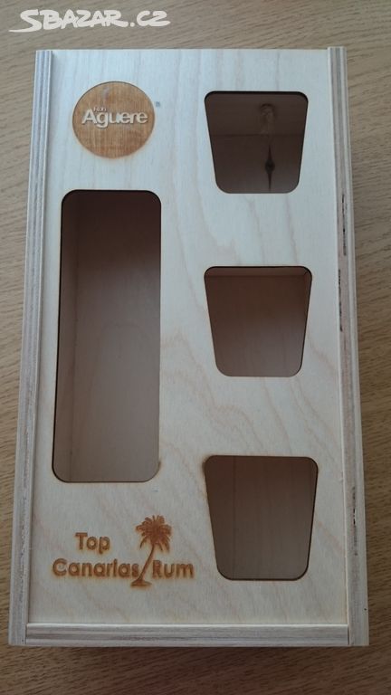 Dřevěná krabice - z balení - Rum + skleničky.