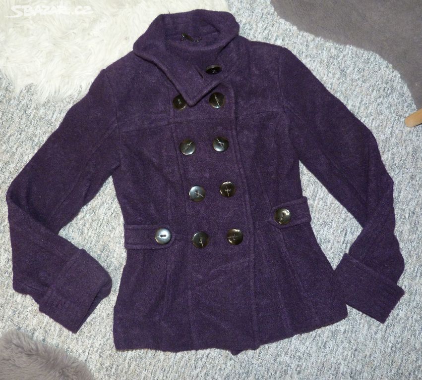 Dámský vlněný fialový kabát RESERVED vel. 36/S -38