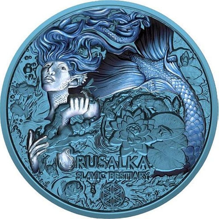 RUSALKA Space Blue Slavic Bestiary 2Oz Silver Coin