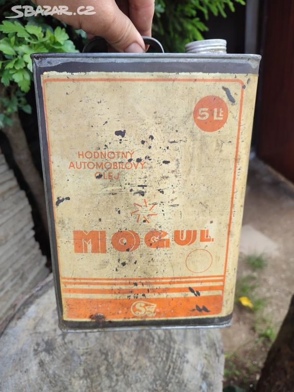 Prodám velmi starou retro plechovku od oleje Mogul