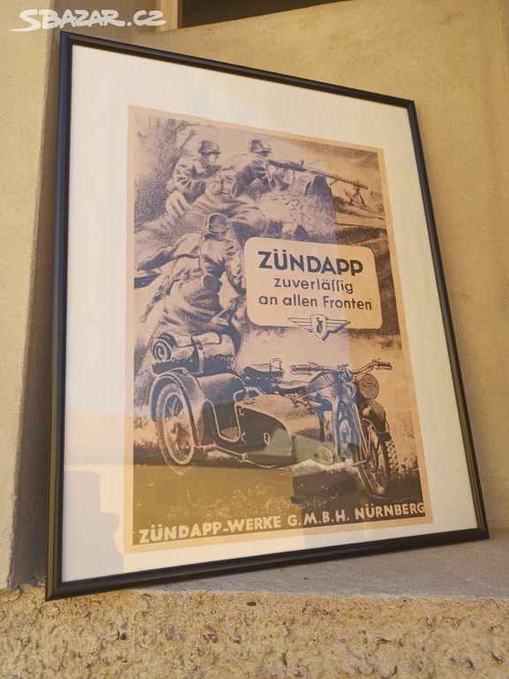 Krásný velký plakát v ránu Zündapp moto