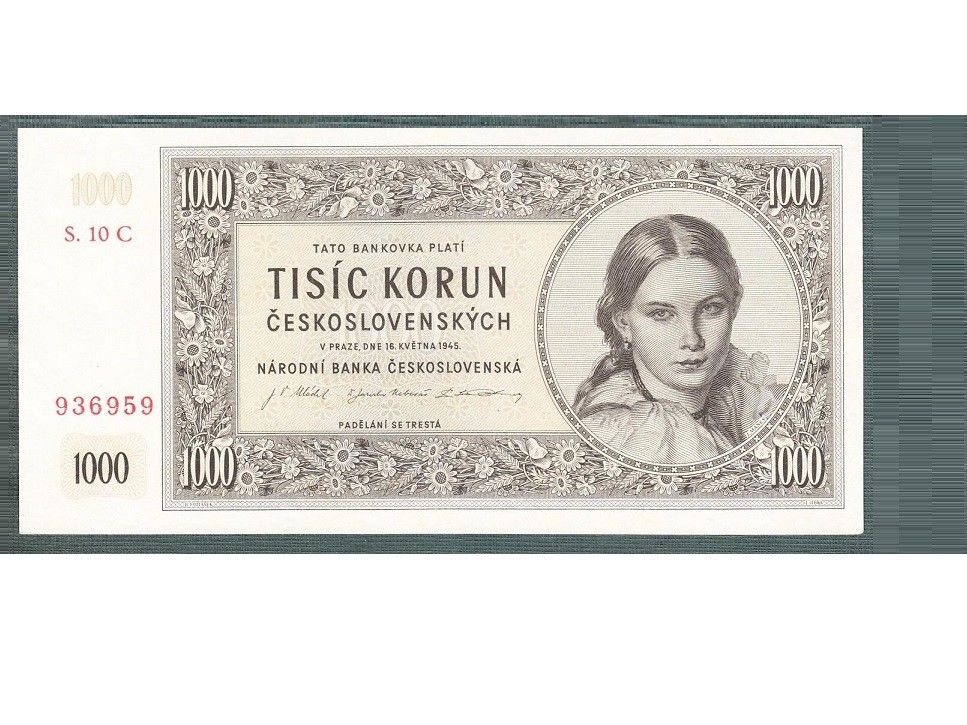 Staré bankovky 1000 kčs 1945 pěkný stav