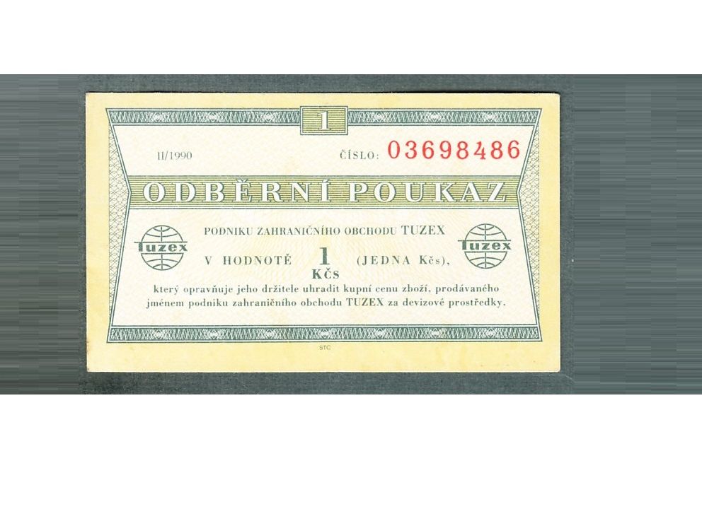 Staré bankovky TUZEX 1kčs rok 1990 !!!