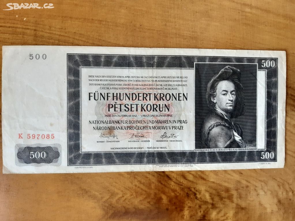 Bankovka 500 korun, 1942