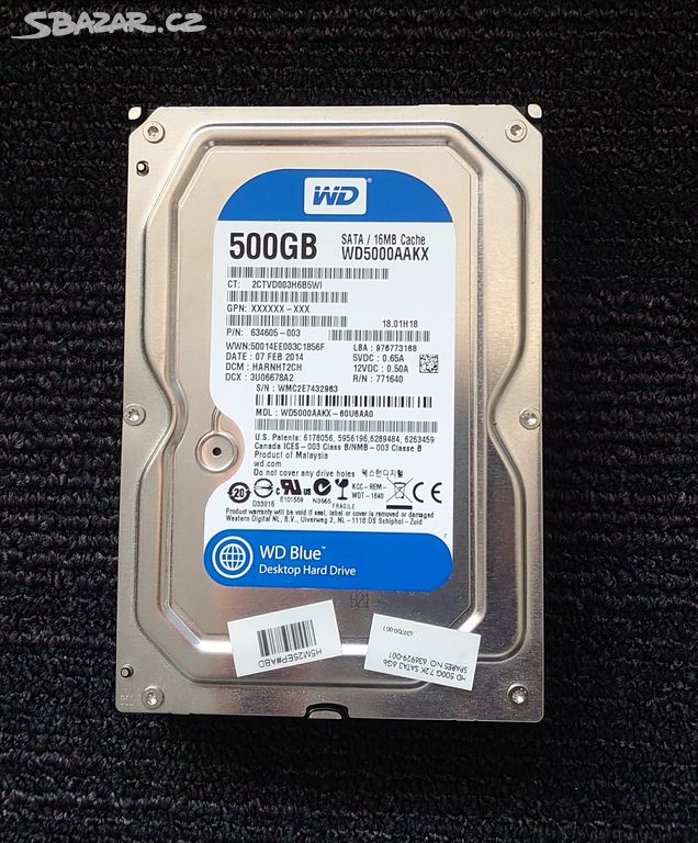 HDD 3,5" kvalitni pouzity disk WD 500 GB