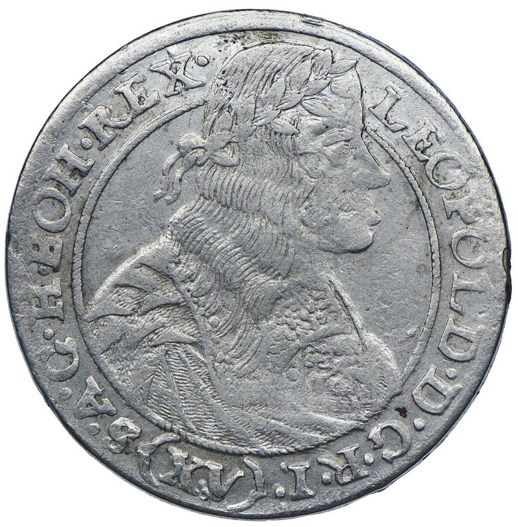 Stříbrná mince Leopold I., 15 krejcar, Rok 1664