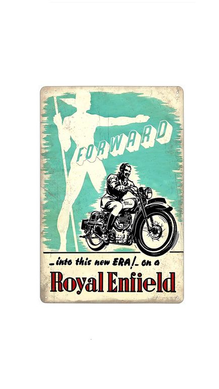 plechová cedule - Royal Enfield: Dopředu