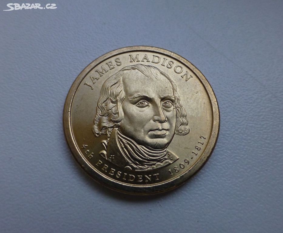 Mince USA Dollar - James Madison a socha svobody