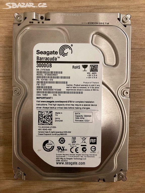 3 TB 3,5" HDD Seagate ST3000DM001