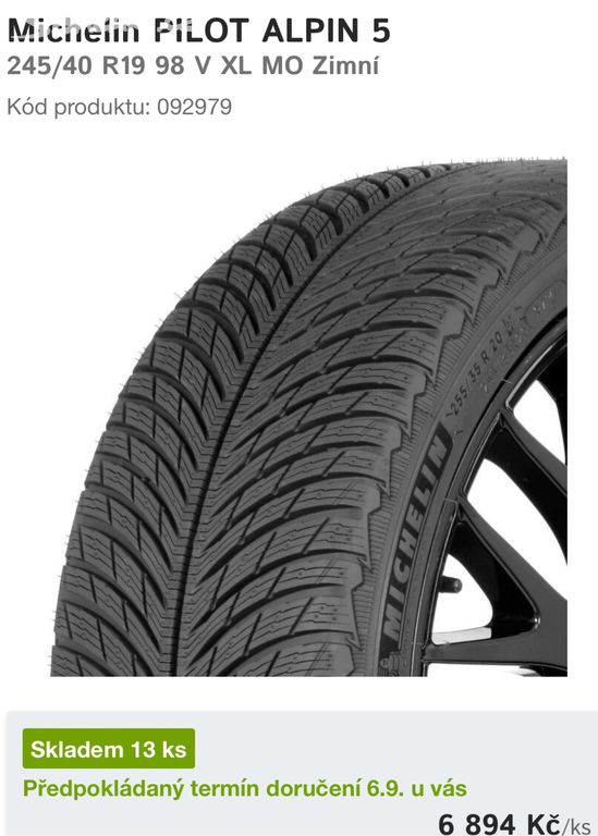 Zimní pneu 245/40 R19 Michelin