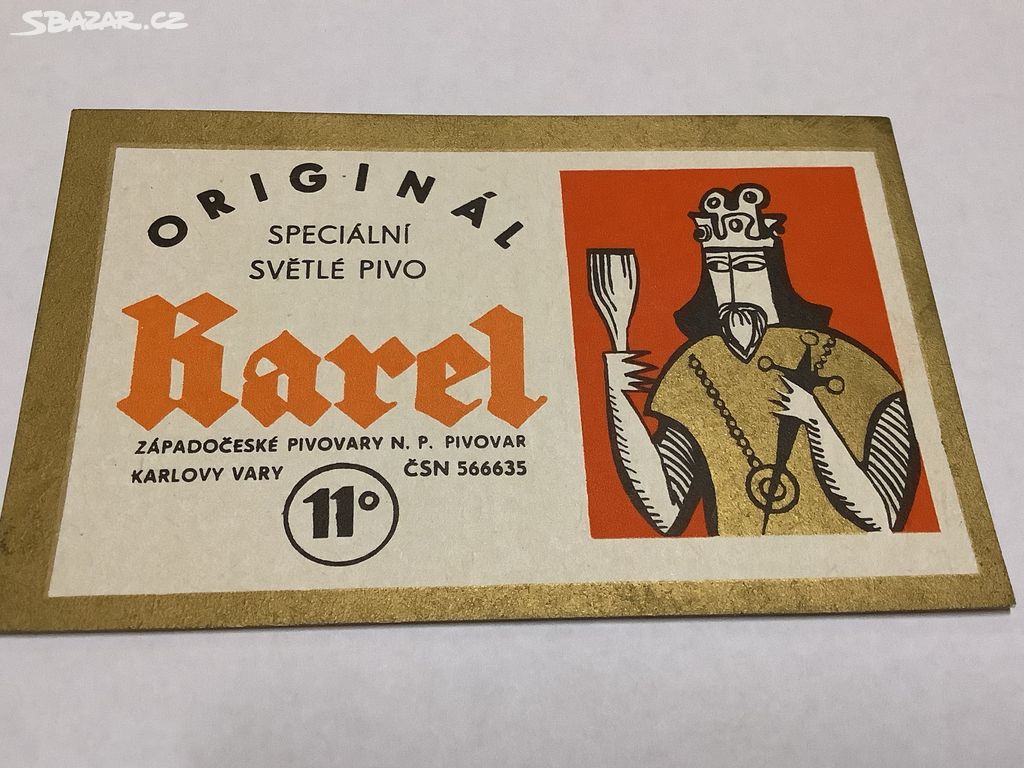 Stará pivní etiketa světlé pivo 11 Karel č. 1