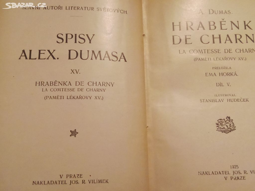 2 knihy spisů Alexandra DUMASA, rok 1925