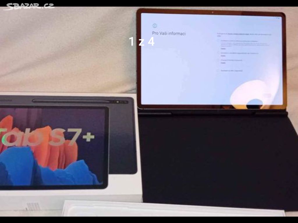 Tablet Samsung galaxy TAB S7+ černý s pouzdrem.