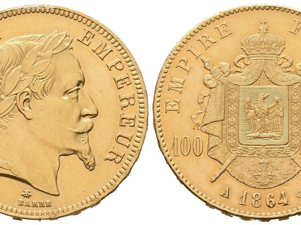 100 Franků 1864 R!! Zlato